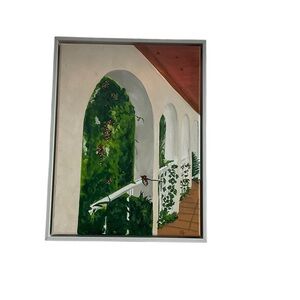 Framed Archway Painting with Greenery